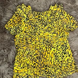 Yellow animal print work top. Size 4